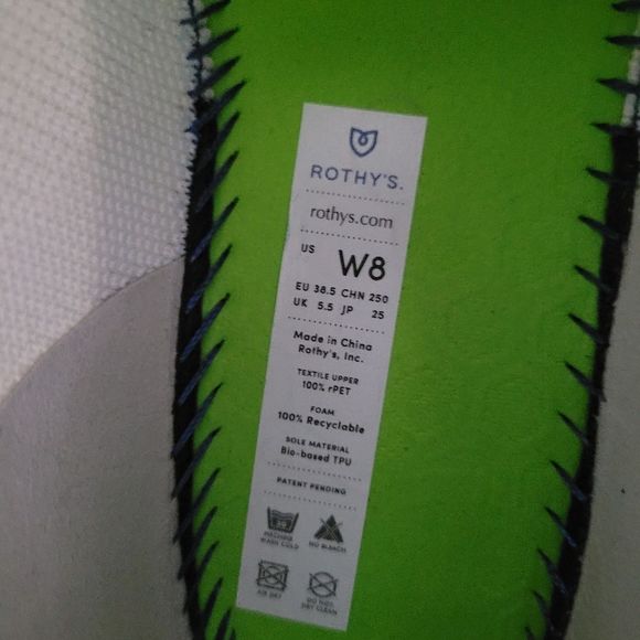 Rothys Lace Up Bright White Sneakers Size 8 - Picture 9 of 11